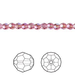 Bead, Crystal Passions&reg;, rose shimmer, 4mm faceted round (5000). Sold per pkg of 144 (1 gross).