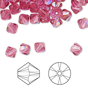 Bead, Crystal Passions&reg;, rose shimmer, 6mm bicone (5328). Sold per pkg of 144 (1 gross).