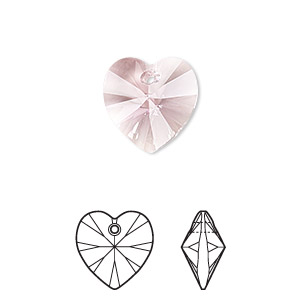 Drop, Crystal Passions&reg;, light amethyst, 14mm heart pendant (6228). Sold per pkg of 2.