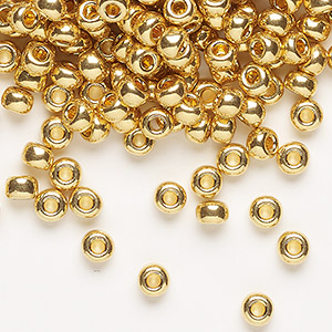 Gold glass beads, Miyuki Rocailles SEED BEADS, 24 KT GOLD PLAPED, Thic –  Beadhouse of Copenhagen