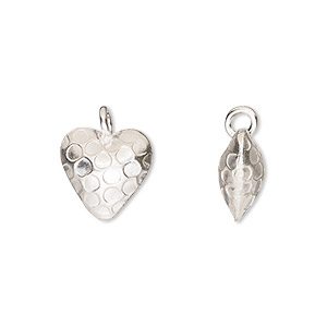 Charm, Hill Tribes, fine silver, 13x12mm double-sided puffed heart with dot design. Sold individually.