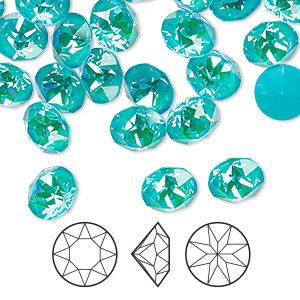 Chaton, Crystal Passions&reg;, crystal laguna DeLite, 8.16-8.41mm round (1088), SS39. Sold per pkg of 6.