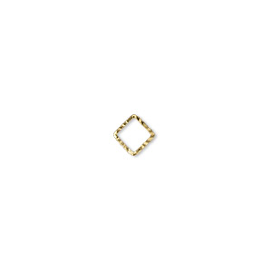 Component, gold-plated brass, 5mm single-sided diamond-cut open square, 1.3mm thick. Sold per pkg of 100.