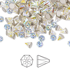 Flat back, Crystal Passions&reg; rhinestone, crystal AB, foil back, 4mm faceted round spike (2019). Sold per pkg of 24.