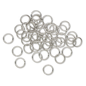 Jump ring, stainless steel, 6mm round, 4.7mm inside diameter, 22 gauge. Sold per pkg of 50.