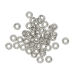 Jump ring, stainless steel, 6mm welded round, 4.4mm inside diameter, 20  gauge. Sold per pkg of 50. - Fire Mountain Gems and Beads