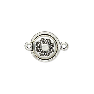 Clasp, TierraCast®, magnetic, antique silver-plated pewter (tin-based ...