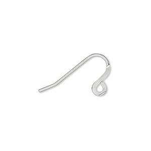 Ear wire, stainless steel, 12.5mm flat fishhook with open loop, 19 ...