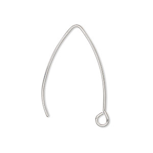 Ear wire, stainless steel, 12.5mm fishhook with perpendicular open loop, 21  gauge. Sold per pkg of 10 pairs. - Fire Mountain Gems and Beads