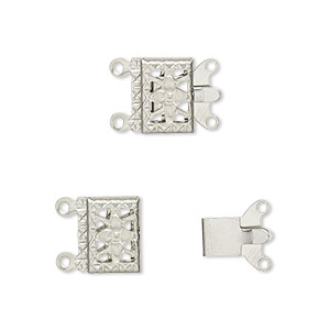 Box (Tab) Clasp Stainless Steel Silver Colored