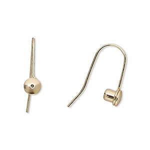 Ear wire, Comfees&#153;, earstud converter, gold-plated steel, 18mm fishhook, 21 gauge, fits up to 20 gauge. Sold per pkg of 2 pairs.