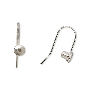 Ear wire, Comfees&#153;, earstud converter, silver-plated steel, 18mm fishhook, 21 gauge, fits up to 20 gauge. Sold per pkg of 2 pairs.