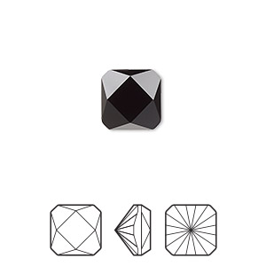 Embellishment, Crystal Passions&reg;, jet, 10mm faceted square prismatic fancy stone (4499). Sold per pkg of 2.