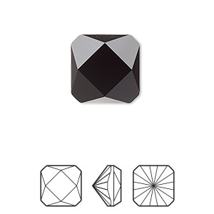 Embellishment, Crystal Passions&reg;, jet, 14mm faceted square prismatic fancy stone (4499). Sold individually.