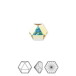 Embellishment, Crystal Passions&reg;, crystal AB, foil back, 10.8x9.4mm faceted hexagon prismatic fancy stone (4699). Sold per pkg of 2.