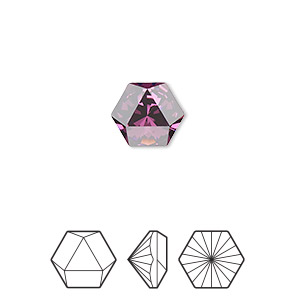 Embellishment, Crystal Passions&reg;, amethyst, foil back, 10.8x9.4mm faceted hexagon prismatic fancy stone (4699). Sold per pkg of 2.