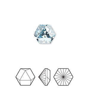 Embellishment, Crystal Passions&reg;, aquamarine, foil back, 10.8x9.4mm faceted hexagon prismatic fancy stone (4699). Sold per pkg of 2.