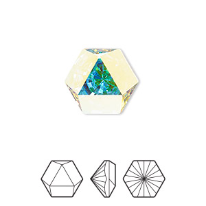 Embellishment, Crystal Passions&reg;, crystal AB, foil back, 16x14mm faceted hexagon prismatic fancy stone (4699). Sold individually.