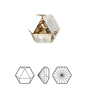 Embellishment, Crystal Passions&reg;, crystal golden shadow, foil back, 16x14mm faceted hexagon prismatic fancy stone (4699). Sold individually.