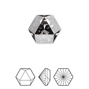 Embellishment, Crystal Passions&reg;, crystal silver night, foil back, 16x14mm faceted hexagon prismatic fancy stone (4699). Sold individually.