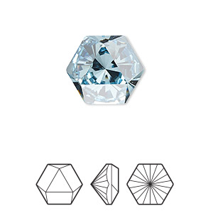 Embellishment, Crystal Passions&reg;, aquamarine, foil back, 16x14mm faceted hexagon prismatic fancy stone (4699). Sold individually.