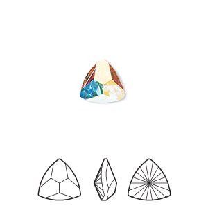 Embellishment, Crystal Passions&reg;, crystal AB, foil back, 9.4x9.2x9.2mm faceted triangle prismatic fancy stone (4799). Sold per pkg of 2.