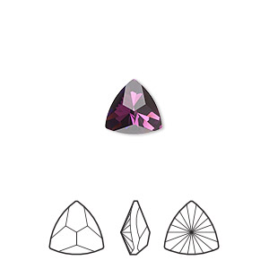 Embellishment, Crystal Passions&reg;, amethyst, foil back, 9.4x9.2x9.2mm faceted triangle prismatic fancy stone (4799). Sold per pkg of 2.