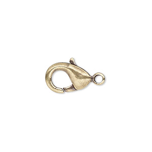 Clasp, TierraCast&reg;, lobster claw, antique brass-plated brass, 12x8mm. Sold per pkg of 50.