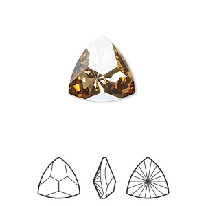 Embellishment, Crystal Passions&reg;, crystal golden shadow, foil back, 14.3x14x14mm faceted triangle prismatic fancy stone (4799). Sold individually.