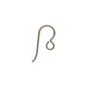 Ear wire, TierraCast&reg;, antique brass-plated niobium, 12.5mm fishhook with open loop, 20 gauge. Sold per pkg of 2 pairs.