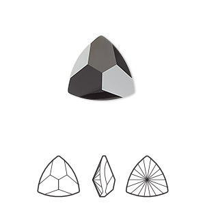 Embellishment, Crystal Passions&reg;, jet, 14.3x14x14mm faceted triangle prismatic fancy stone (4799). Sold individually.