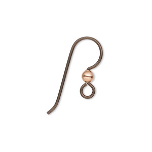 Ear wire, TierraCast&reg;, copper and antique copper-plated niobium, 15.5mm fishhook with 3mm ball and open loop, 20 gauge. Sold per pkg of 2 pairs.
