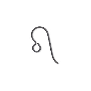 Ear wire, TierraCast&reg;, anodized niobium, 12.5mm fishhook with open loop, 20 gauge. Sold per pkg of 2 pairs.