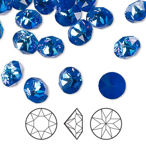 Chaton, Crystal Passions&reg;, crystal royal blue DeLite, 8.16-8.41mm round (1088), SS39. Sold per pkg of 6.