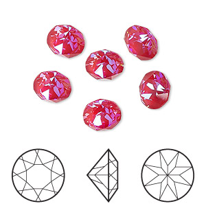 Chaton, Crystal Passions&reg;, crystal royal red DeLite, 8.16-8.41mm round (1088), SS39. Sold per pkg of 6.