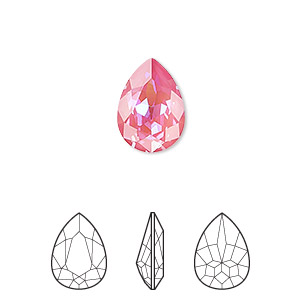 Embellishment, Crystal Passions&reg;, crystal lotus pink DeLite, 14x10mm faceted pear fancy stone (4320). Sold individually.