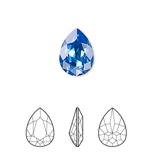 Embellishment, Crystal Passions&reg;, crystal royal blue DeLite, 14x10mm faceted pear fancy stone (4320). Sold individually.