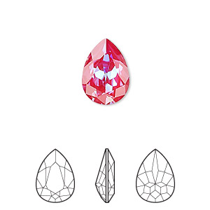 Embellishment, Crystal Passions&reg;, crystal royal red DeLite, 14x10mm faceted pear fancy stone (4320). Sold individually.