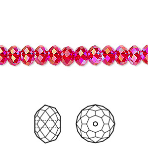 Bead, Crystal Passions&reg;, light Siam shimmer 2X, 6x4mm faceted rondelle (5040). Sold per pkg of 12.