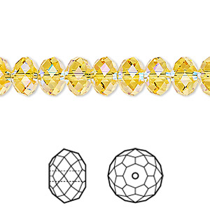 Bead, Crystal Passions&reg;, light topaz shimmer 2X, 8x6mm faceted rondelle (5040). Sold per pkg of 12.