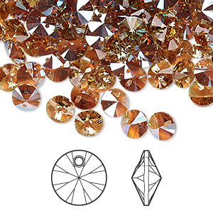 Drop, Crystal Passions&reg;, light Colorado topaz shimmer, 6mm mini disk pendant (6428). Sold per pkg of 12.
