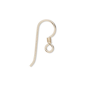 Ear wire, TierraCast&reg;, 14Kt gold-filled, 14.5mm fishhook with 2mm coil and open loop, 20 gauge. Sold per pkg of 25 pairs.