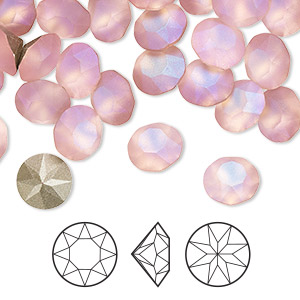Chaton, Crystal Passions&reg;, frosted light rose, foil back, 8.16-8.41mm round (1088), SS39. Sold per pkg of 48.