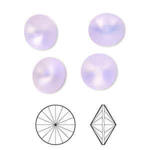 Chaton, Crystal Passions&reg; rhinestone, frosted violet, foil back, 10.54-10.91mm faceted rivoli (1122), SS47. Sold per pkg of 4.