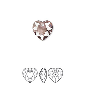 Drop, Crystal Passions&reg;, light amethyst silver shade, 10.5mm faceted heart cut pendant (6432). Sold per pkg of 2.