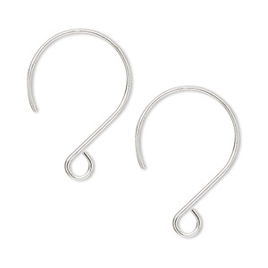 Ear wire, sterling silver, 24mm French hook with open loop, 20 gauge. Sold  per pair. - Fire Mountain Gems and Beads