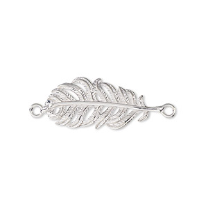 Link, sterling silver, 25.5x11mm single-sided feather. Sold ...