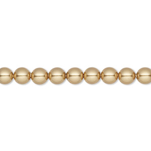 Pearl, Crystal Passions&reg;, bright gold, 5mm round (5810). Sold per pkg of 100.