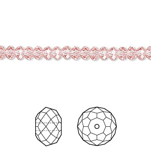 Bead, Crystal Passions&reg;, light rose, 4x3mm faceted rondelle (5040). Sold per pkg of 12.