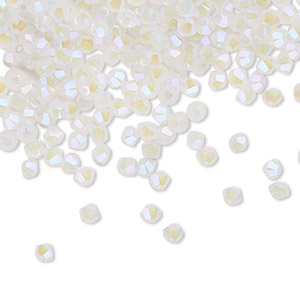 Bead, Crystal Passions&reg;, white opal shimmer 2X, 3mm bicone (5328). Sold per pkg of 144 (1 gross).